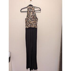 Leopard Print Halter Neck Julia Jordan Jumpsuit With Wide Leg Pants Size 10
